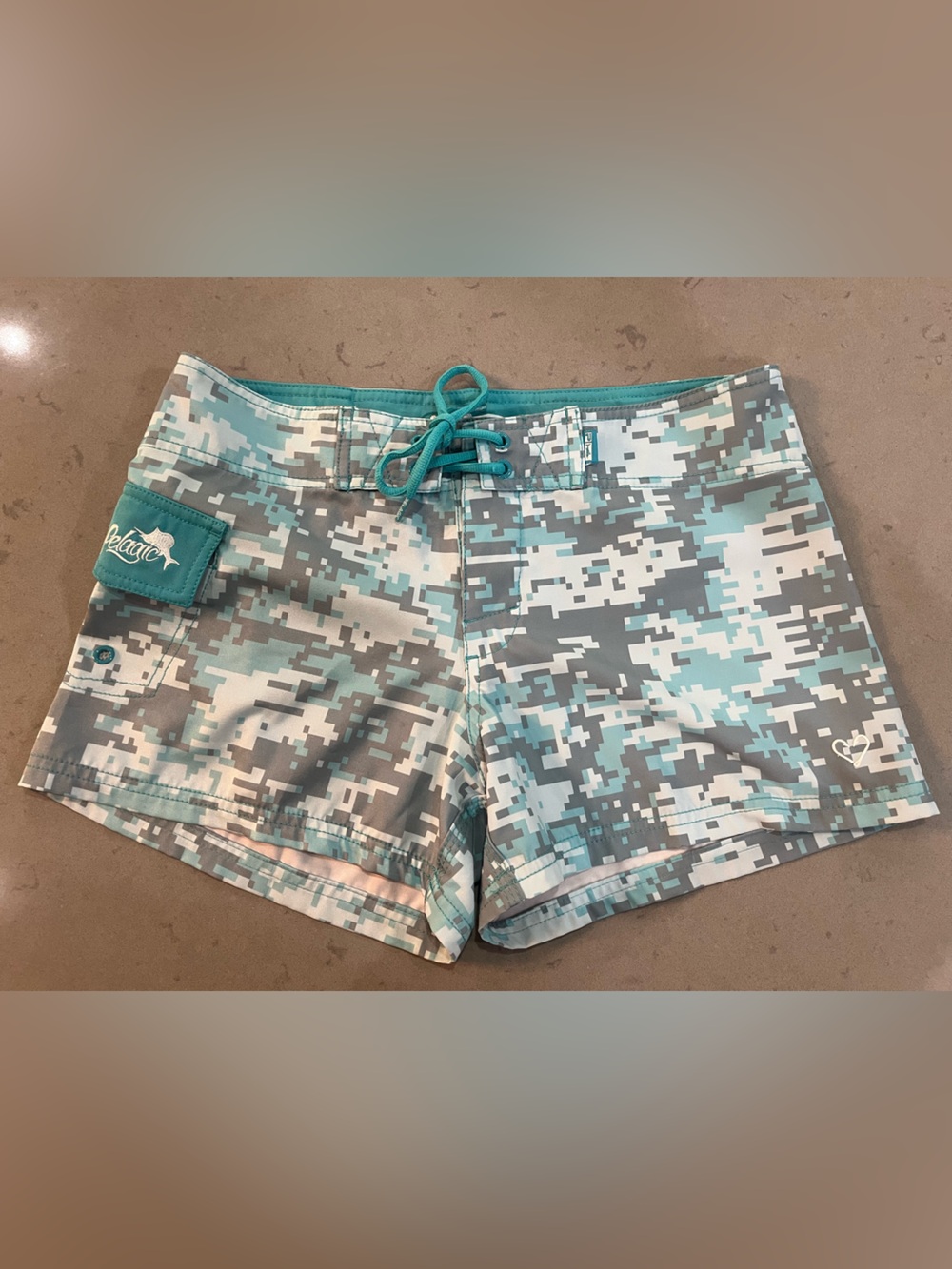 Pelagic Teal & Gray Digital Camo Hybrid Shorts